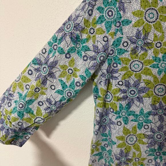 Alfred Dunner 100%Cotton Floral Textured Button Up Top Size 14 - Picture 6 of 14